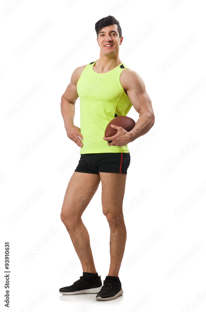 Man playing american football isolated on white Man playing american football isolated on white
