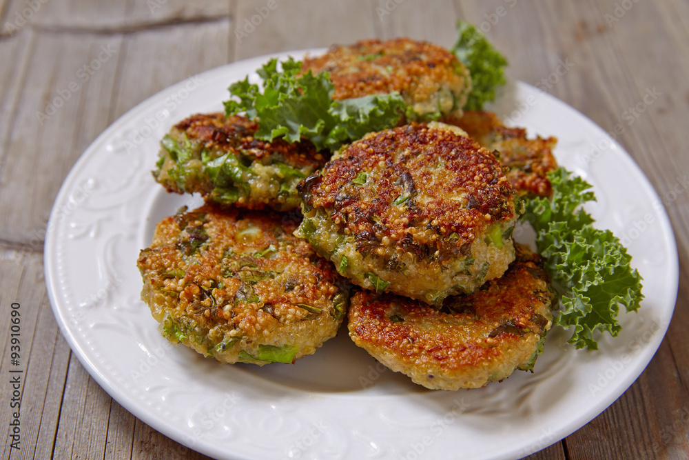 Quinoa fritters with kale and cheddar Quinoa fritters with kale and cheddar