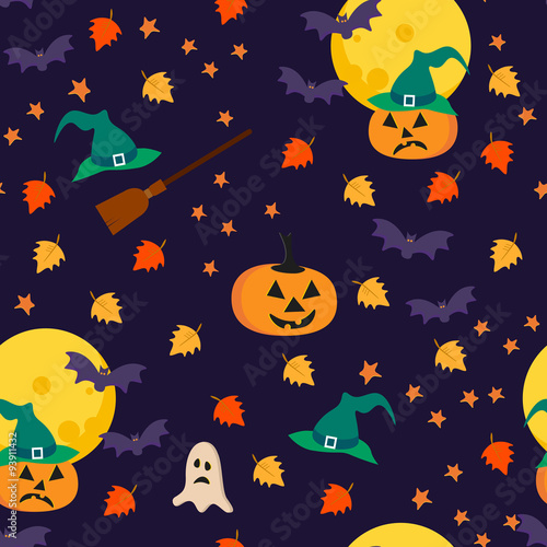 Halloween seamless pattern with holiday objects