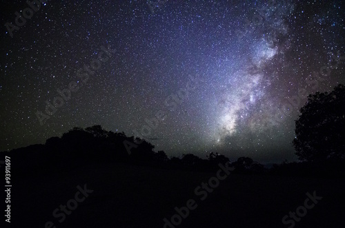 Print op canvas Wide field long exposure photo of the Milky Way