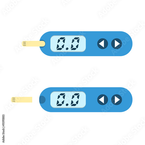 Home glucometer icon set. Flat stle vector illustration.