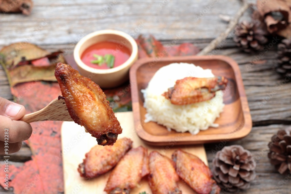 Fried chicken wings with sauce of delicious. Fried chicken wings with sauce of delicious.