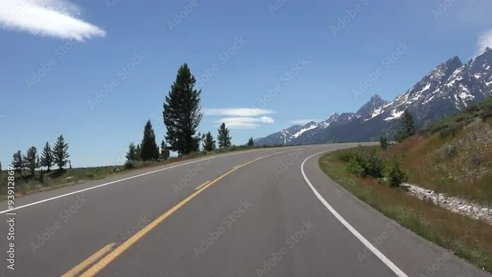 Grand Teton National Park mountain drive POV fast motion 4K