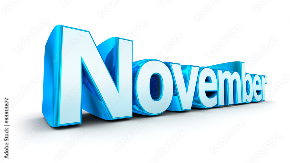 Word November , 3d concept over white