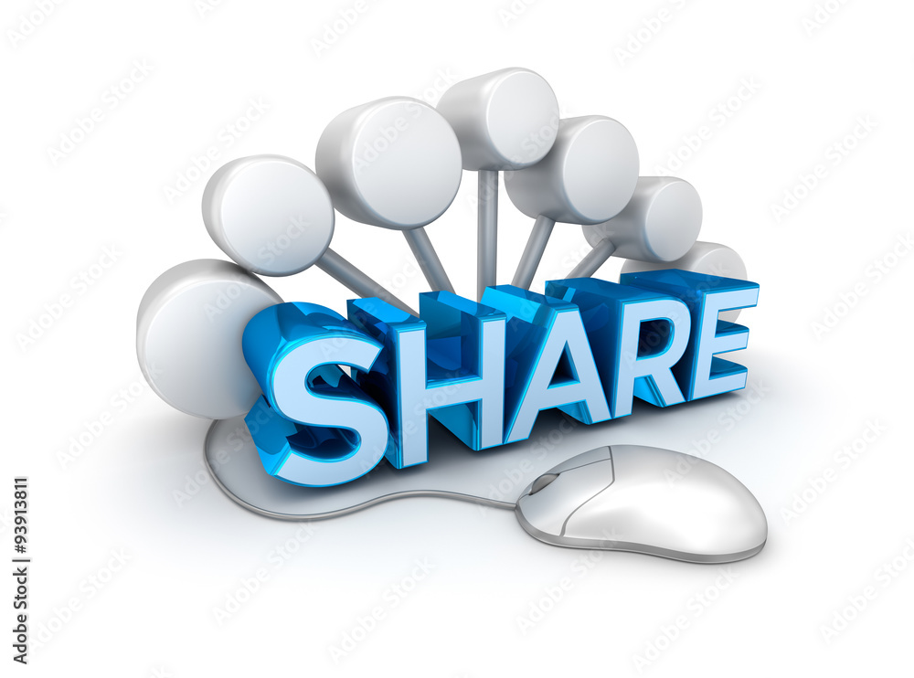 Share text, 3d Concept isolated on white Share text, 3d Concept isolated on white