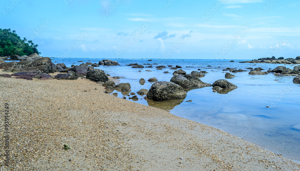 Sand and rocks on Bangtao beach in Phuket island , Thailand 