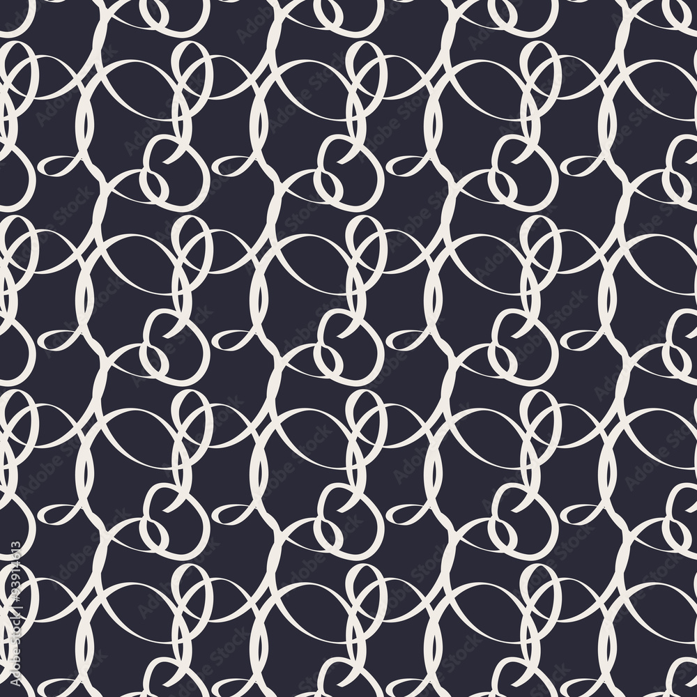 Fototapeta premium Geometric hand drawn seamless pattern with ribbons