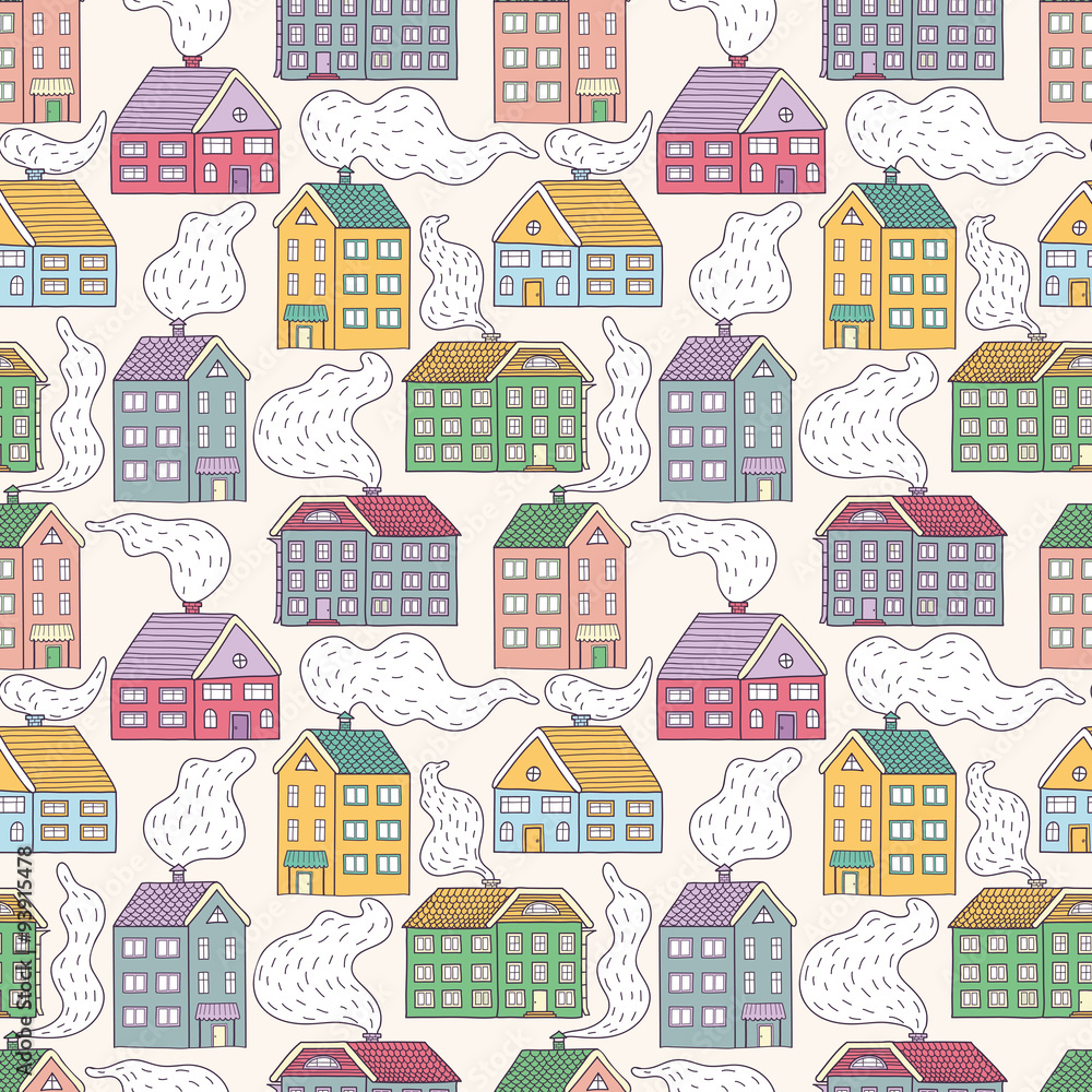 Houses seamless pattern