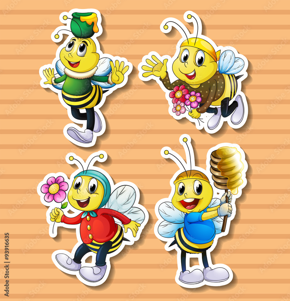 Obraz premium Cute bee in costumes