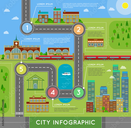 Flat city infographic