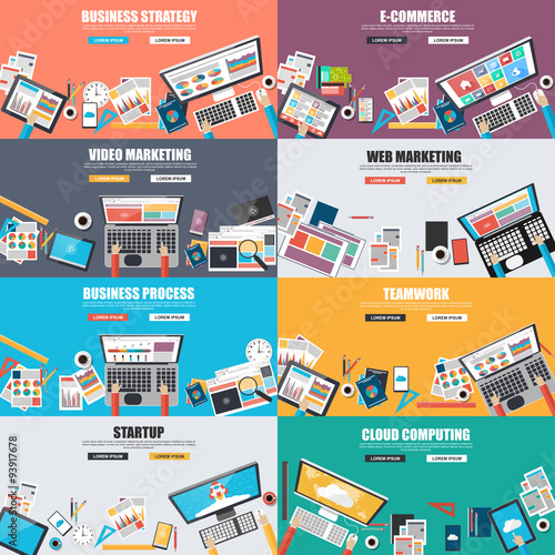 Set of flat design concept for business marketing