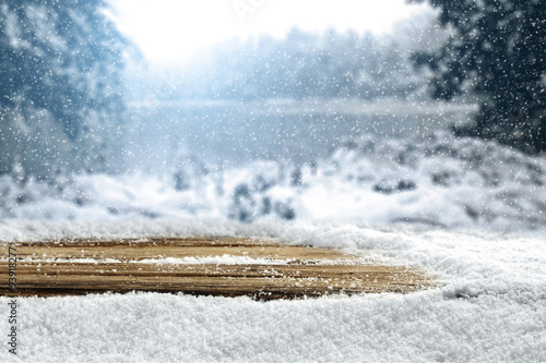 wooden desk space and snow  © magdal3na