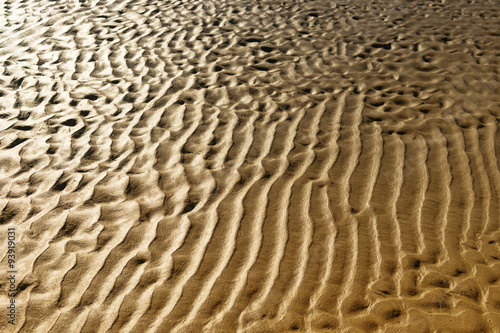 Fototapeta Naklejka Na Ścianę i Meble -  Yellow sand sea beach after the tide on a sunny day