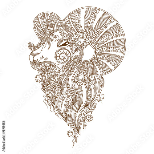 Ram's head. Mehendi style