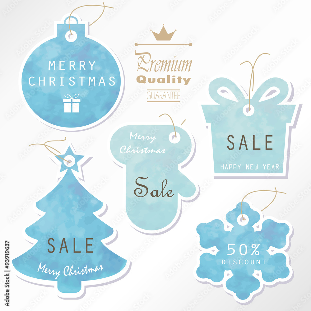 Naklejka premium Light blue pastel tag on christmas holiday