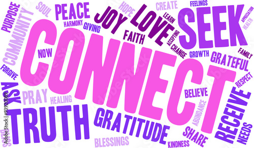 Connect Word Cloud On a White Background. 