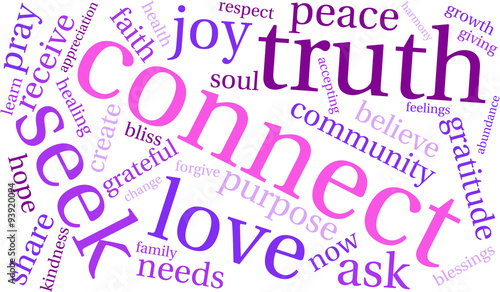 Connect Word Cloud On a White Background. 