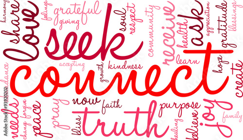 Connect Word Cloud On a White Background. 