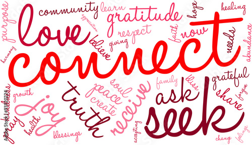 Connect Word Cloud On a White Background. 