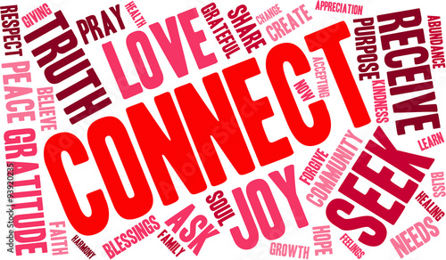 Connect Word Cloud On a White Background. 