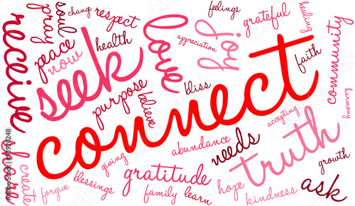 Connect Word Cloud On a White Background. 