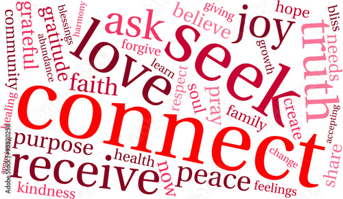 Connect Word Cloud On a White Background. 