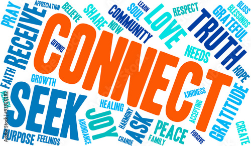 Connect Word Cloud On a White Background. 