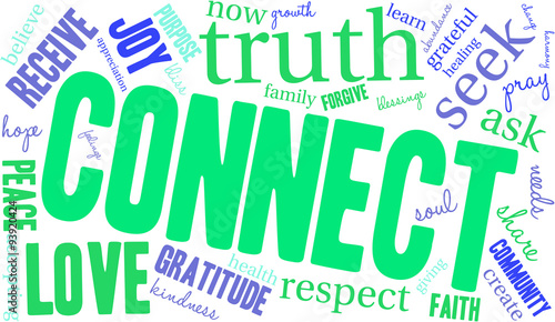 Connect Word Cloud On a White Background. 