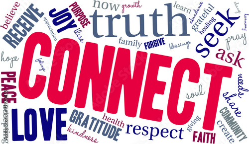 Connect Word Cloud On a White Background. 