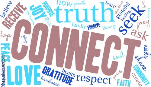 Connect Word Cloud On a White Background. 