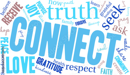 Connect Word Cloud On a White Background. 