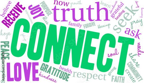 Connect Word Cloud On a White Background. 