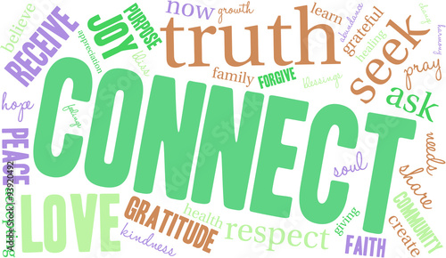 Connect Word Cloud On a White Background. 