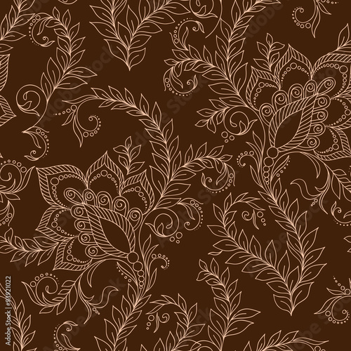 Henna MehendyTattoo Doodles Seamless Pattern