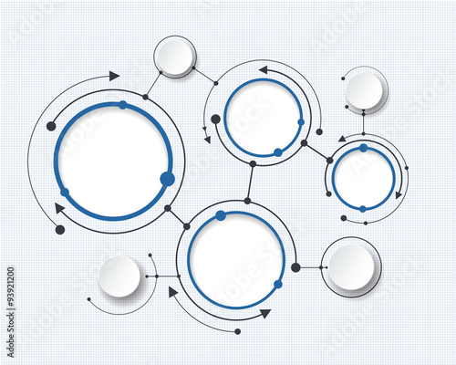 Abstract molecules with 3d paper circle and blank space for your content, infographic template, communication, business, network and web design. Vector illustration social media technology concept