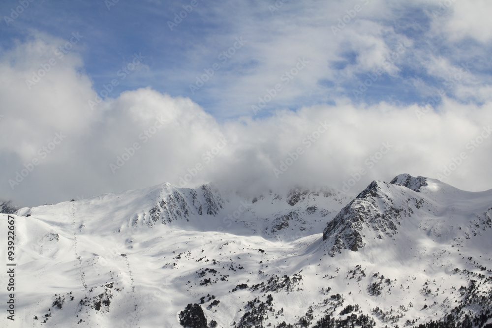 Clouds over the mountain range in Andorra