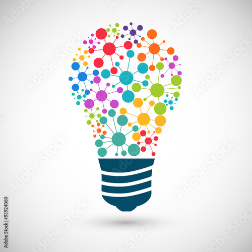 bulb icon colored on the gray background. stock vector