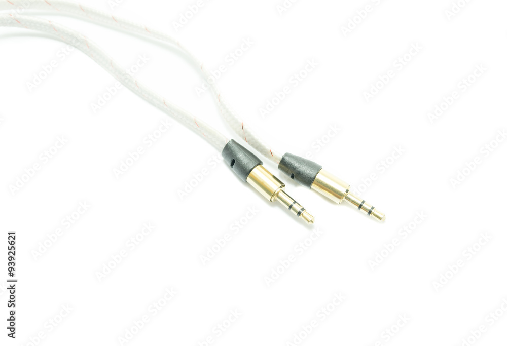 audio cable on white background audio cable on white background