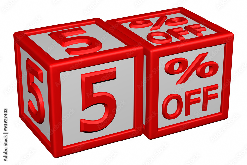 Blocks with sign discount 5 % off Blocks with sign discount 5 % off