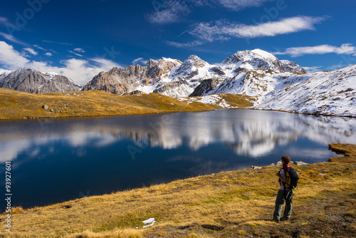 Exploring the Alps in autumn season