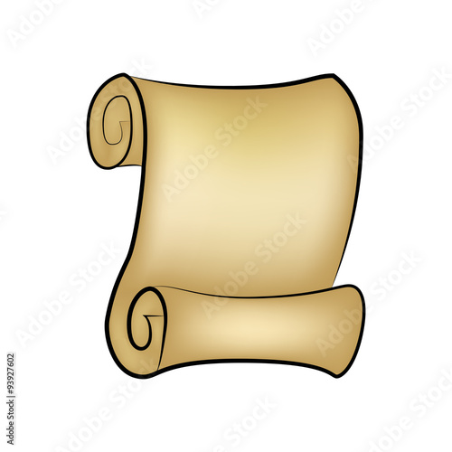 Vintage blank paper scroll vector isolated on white background. Empty parchment rolled up scroll, old paper sheet texture.