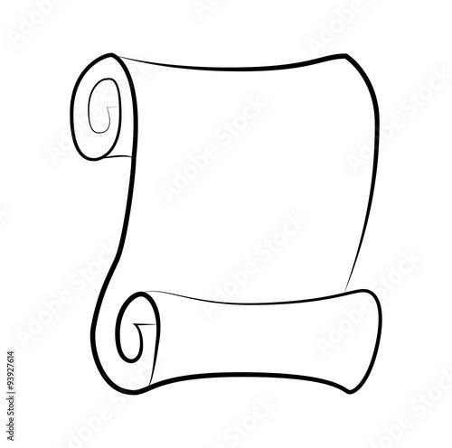 Vintage blank paper scroll silhouette vector isolated on white background. Empty parchment rolled up scroll, old paper sheet texture.