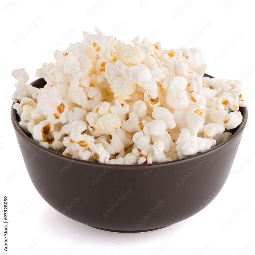 Popcorn in a brown bowl