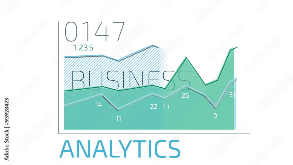 Flat style animated icons set of modern startup business and financial stock data. Numbers and words Flat style animated icons set of modern startup business and financial stock data. Numbers and words