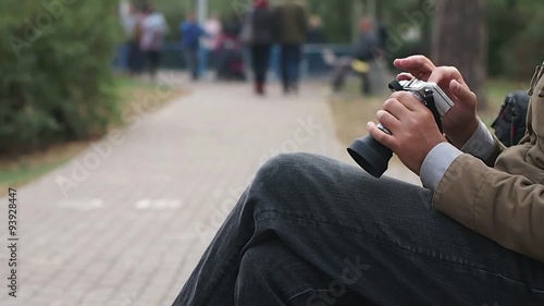 Photographer Man Using Digital Camera