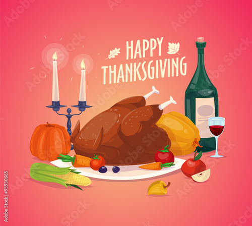 Beautiful, colorful illustration Happy Thanksgiving celebration