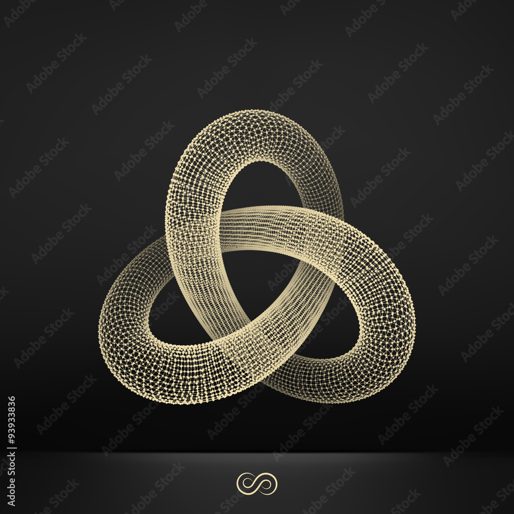 Photography Trefoil Knot. Connection Structure. Vector 3D Illustration.