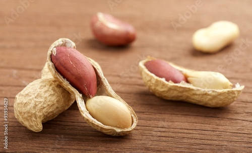 peanuts on wooden background