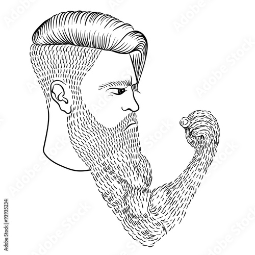 The serious man with a long beard in the form of a hand and a fi