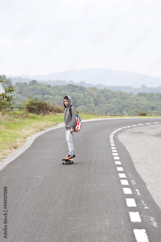 Obraz premium child with skateboard outdoors